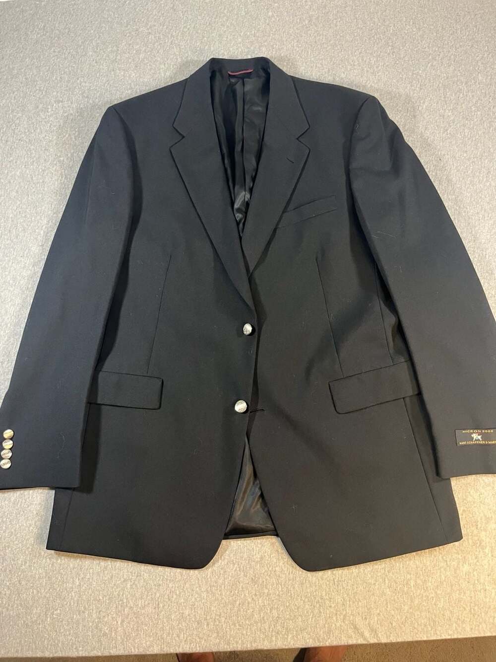 Hart Schaffner & Marx Micron 2000 Black Wool Blazer Sport Coat 44L